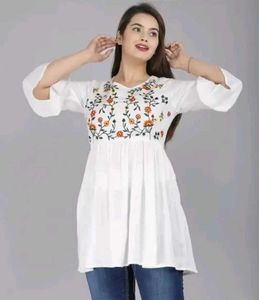 Floral Embroidered White Top
