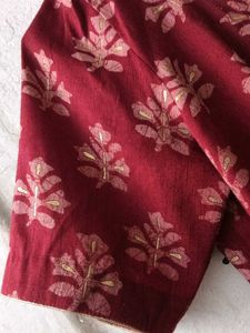 Maroon Printed Kurti Set