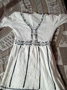 White Embroidered Mini Dress