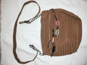 Brown Shoulder Bag with Chain Detail