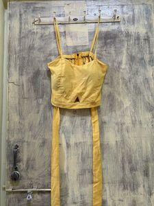 Yellow Tie-Up Crop Top