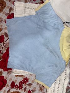 Ribbed Knit Polo Crop Top