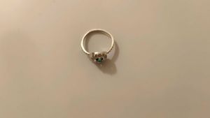 Emerald Halo Ring pure silver # fixed price