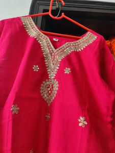 pink Embroidered Kurta Set