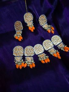 Orange &amp; Golden Jewellery Set