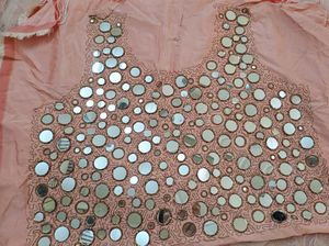 Mirror Work Unstitched Lehenga Choli & Dupatta