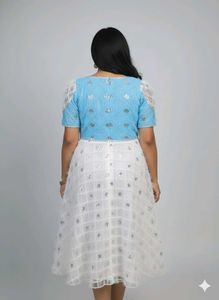 Chic Blue &amp; White Party Dress