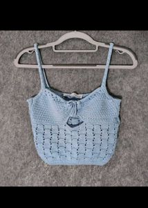 Zara Blue Corset Top Adjustable Sleeves