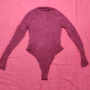 SHEIN Maroon Long Sleeve Bodysuit – Size M