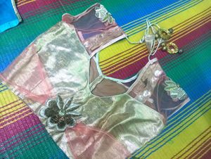 Golden Readymade Saree Blouse