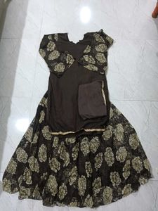 Elegant Brown Kurta Set With Dupatta
