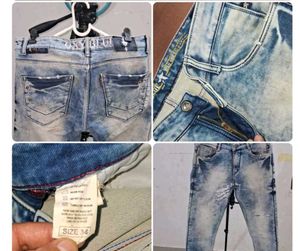 Blue Pant Ripped Denim Jeans 2xl Men Pan