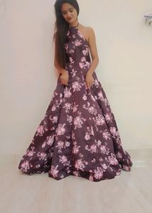 Heavy Satin Neck Node Gown