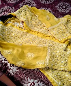 Yellow Lucknowi Chicken Curry Kurta