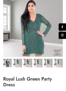 Bottle Green Heavy Work Designer Cocktail Dress