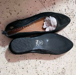 Black Leather Flats