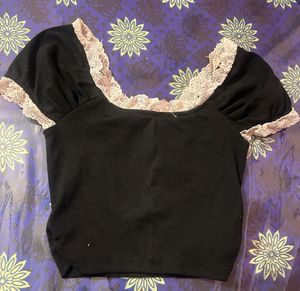 Black cute bow top