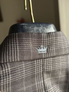 Grey Plaid Double Breasted Blazer