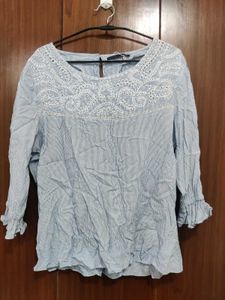 Embroidery Blue Top