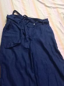 Blue Culottes with Tie Waist