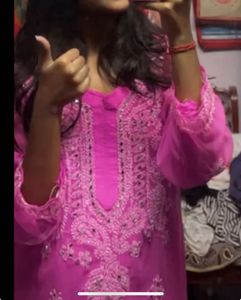 Pink Embroidered Kurta