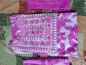 Pink Floral Embroidered Kurta Set