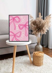 Pink coquette Bow Artwork with frame