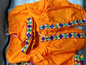 Orange Embroidered Kurta Navratri Kediyu