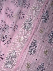 Pink Printed Unstitched Kurta Set &amp; Dupatta