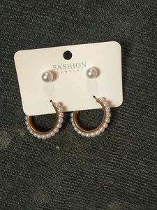 Pearl Hoop Earrings And Studs