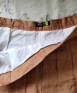 Brown Pleated Mini Skirt