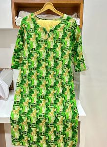 Green Kurti With Beige Palazzo