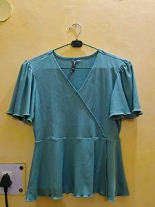 Teal Flutter Sleeve Top