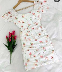 White Floral Mesh Dress