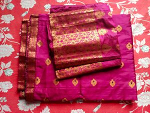 Pink Mekhela Chador
