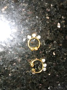 Gold Nose Pin with Stones