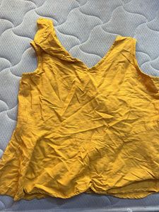 Cute Mustard Top With Detailed Front Neck Design