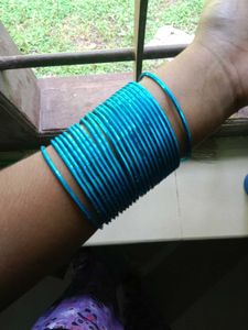 Blue Metal Bangles - Set of Many
