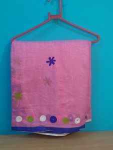 Pink Floral Embroidered Fabric