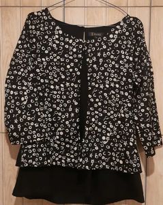 Elegant Black & White Print Top