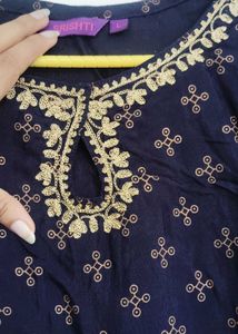 Navy &amp; Gold Print Kurti