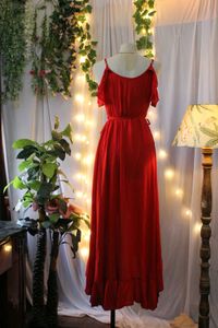 Red Ruffled Wrap Dress