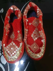 Red Sequin Embellished Shoes