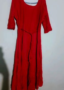 Offer!! Long Umbrella Cutting Red Anarkali Kurti