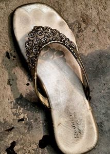 Silver Embellished Flip Flops