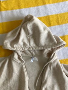 Beige Cropped Hoodie