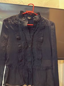 Black Ruffle Blouse