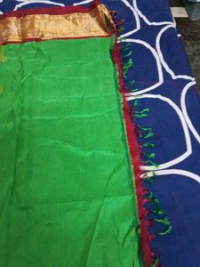 It Is Green Pure Kanjivaram With Big Maroon Silk