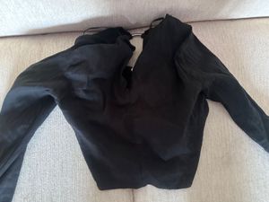ZARA BLACK CROP TOP With METAL RING