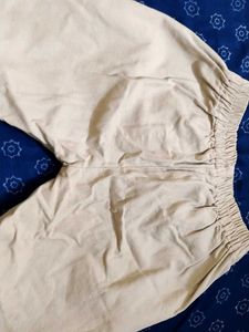 Beige belted KHADI pants